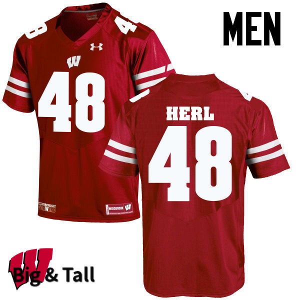 Wisconsin Badgers Men's #48 Mitchell Herl NCAA Under Armour Authentic Red Big & Tall College Stitched Football Jersey IQ40B45LF